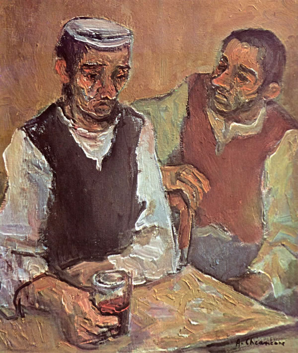 I bevitori, sd 1963, olio, Napoli, collezione privata